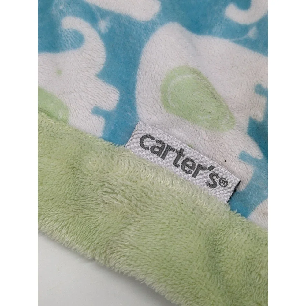 Carters Elephant Green Blue Baby Boy Girl Security Blanket Lovey 13